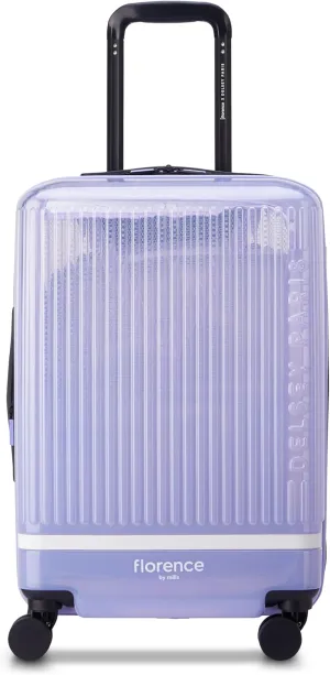 florence by mills Gotta Glow Hardside Expandable Luggage with Spinner Wheels, Translucent See-Thru Purple, Carry-On 20 Inch