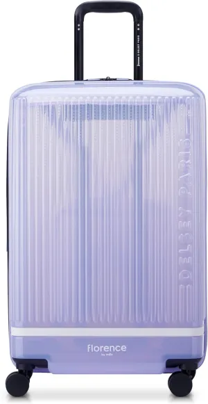florence by mills Gotta Glow Hardside Expandable Luggage with Spinner Wheels, Translucent See-Thru Purple, Checked-Medium 24 Inch