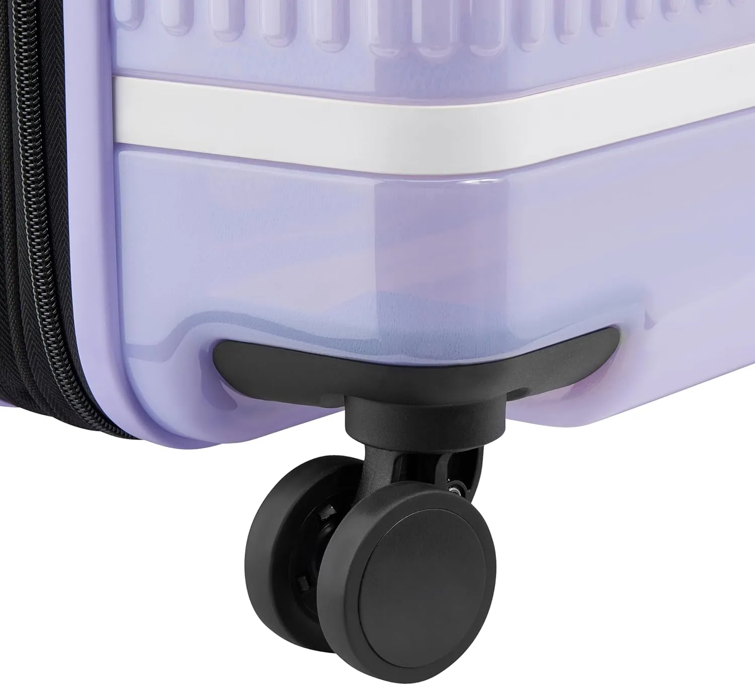 florence by mills Gotta Glow Hardside Expandable Luggage with Spinner Wheels, Translucent See-Thru Purple, Checked-Medium 24 Inch