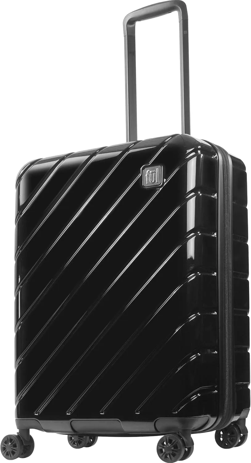 FUL Velocity Rolling Luggage, Hardshell Suitcase with Spinner Wheels, Black, 27 Inch