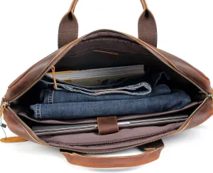 Full Grain Leather Briefcase Laptop Bag Shoulder Messenger Bag for Business or Travel Men' handbag