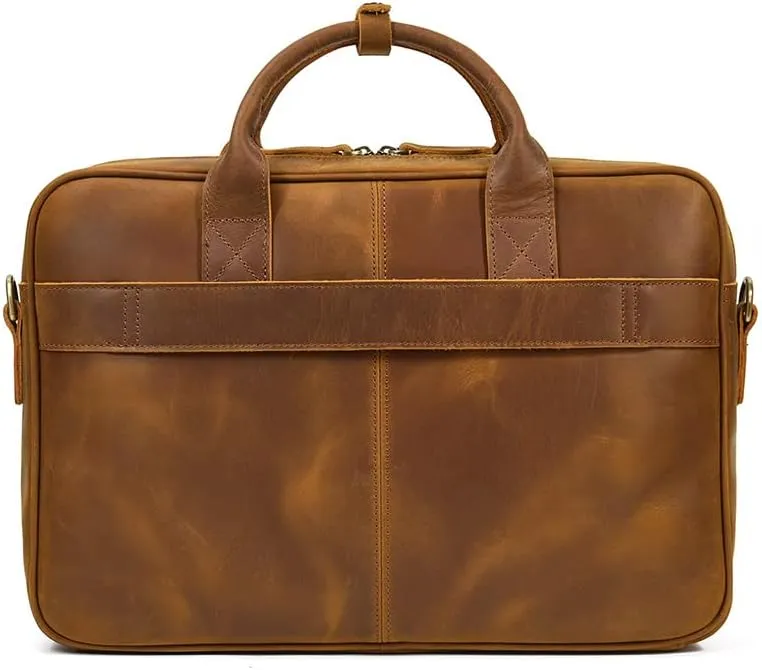 Full Grain Leather Briefcase Laptop Bag Shoulder Messenger Bag for Business or Travel Men' handbag