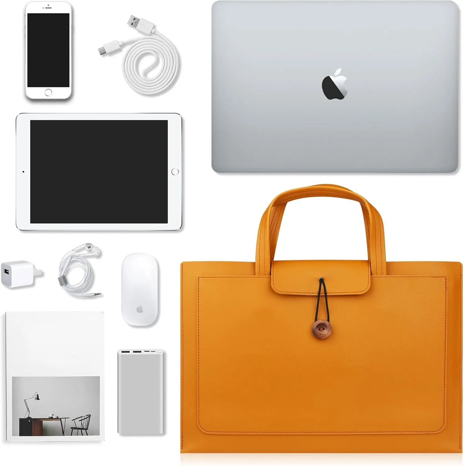 FUNSEED 15.6 Inch Laptop Bag for Men, PU Water Resistant Work Computer Laptop Messenger Briefcase Bag for Travel Office