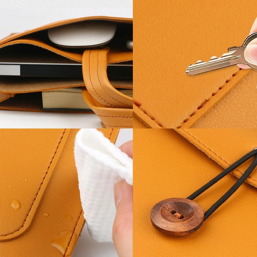 FUNSEED 15.6 Inch Laptop Bag for Men, PU Water Resistant Work Computer Laptop Messenger Briefcase Bag for Travel Office