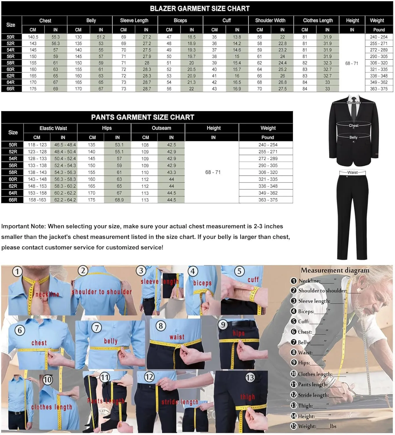 GATMSTZ Mens Suits Big and Tall 2 Pieces Blazer Pants Set Classic Fit