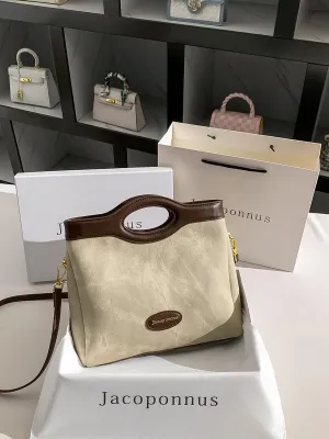 Genuine Leather Cowboy Bucket Bag Women's 2024 New Bag Light Luxury Premium Sense Niche Large Capacity Tote Light Luxury Design Sense