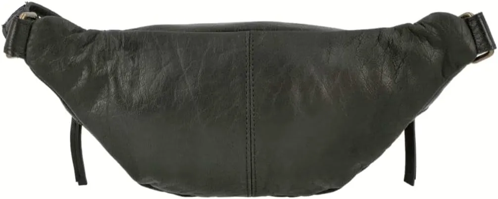 Genuine Leather Fanny Pack, Brown Waist Bag with Multiple Zippered Compartments (Black)