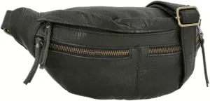 Genuine Leather Fanny Pack, Brown Waist Bag with Multiple Zippered Compartments (Black)