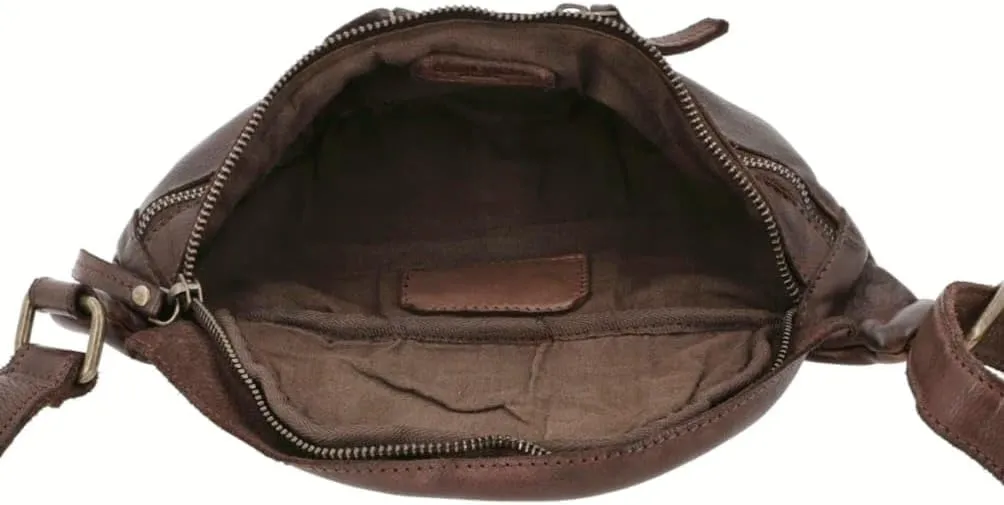 Genuine Leather Fanny Pack, Brown Waist Bag with Multiple Zippered Compartments (Cadburry Brown)