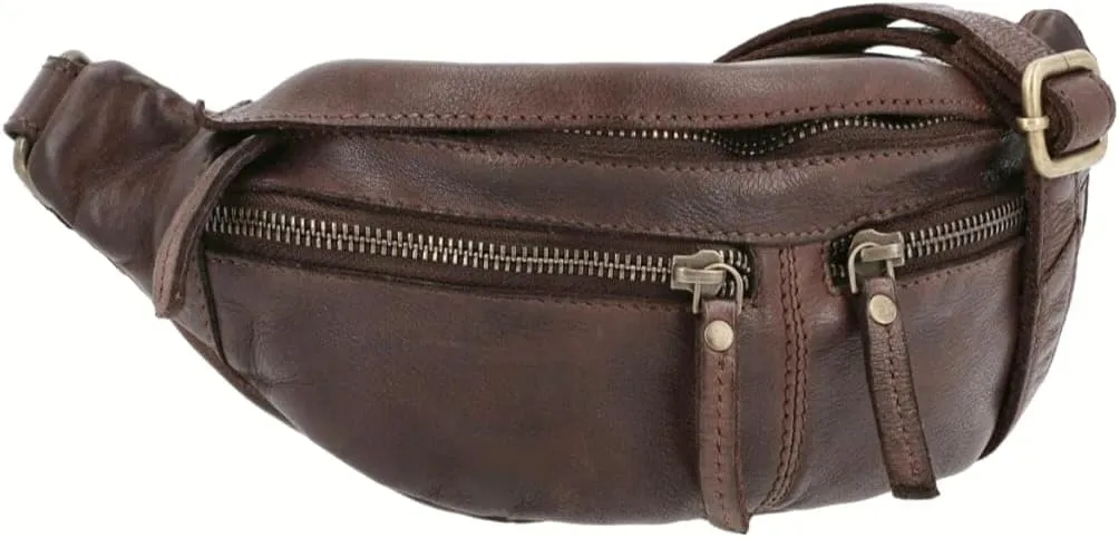 Genuine Leather Fanny Pack, Brown Waist Bag with Multiple Zippered Compartments (Cadburry Brown)