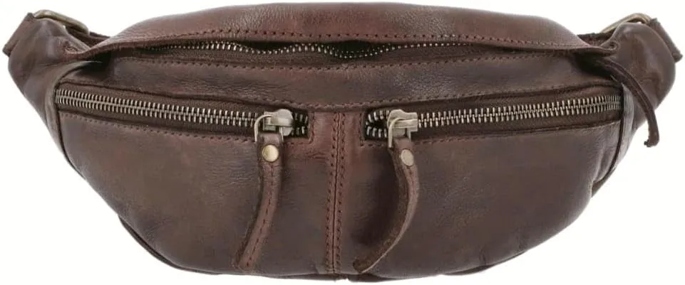 Genuine Leather Fanny Pack, Brown Waist Bag with Multiple Zippered Compartments (Cadburry Brown)