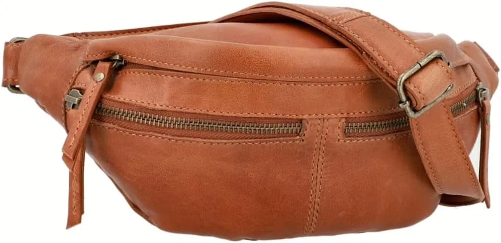 Genuine Leather Fanny Pack, Brown Waist Bag with Multiple Zippered Compartments (Tan Brown)