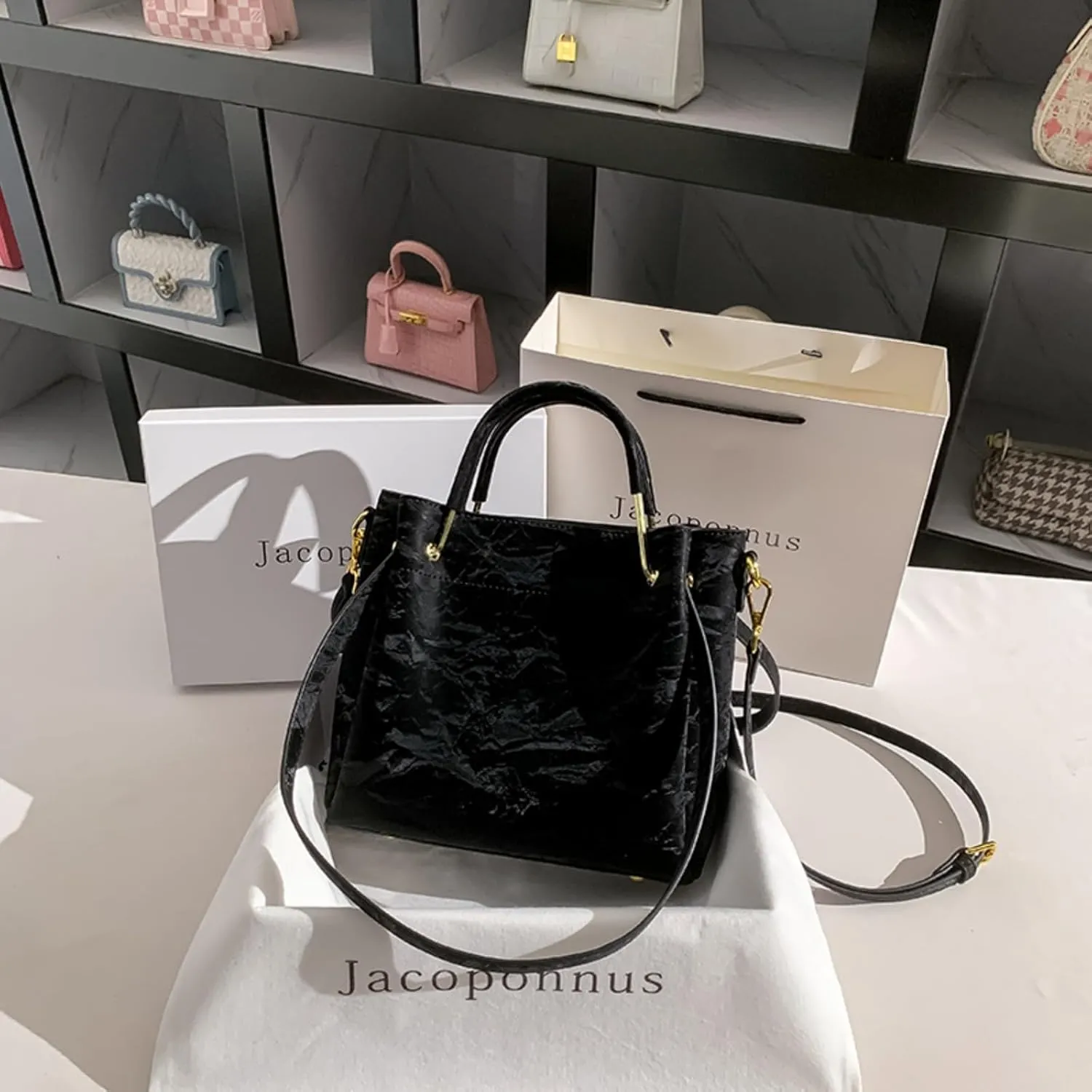Genuine Leather Pink Bucket Bag Female Crossbody 2024 Senior Sense Large Capacity Commuter Handheld