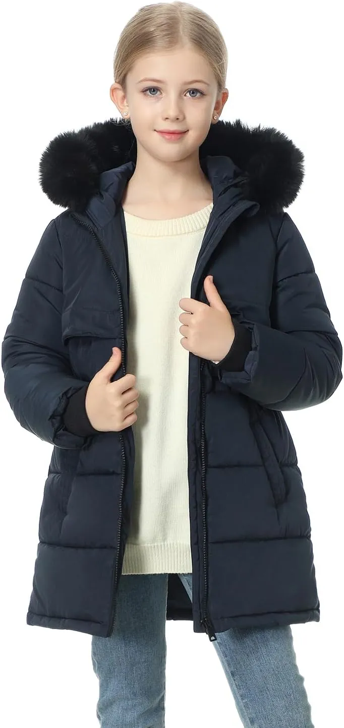 Girl's Winter Long Coat Parka Kids Warm Hooded Puffer Jacket Long-lasting