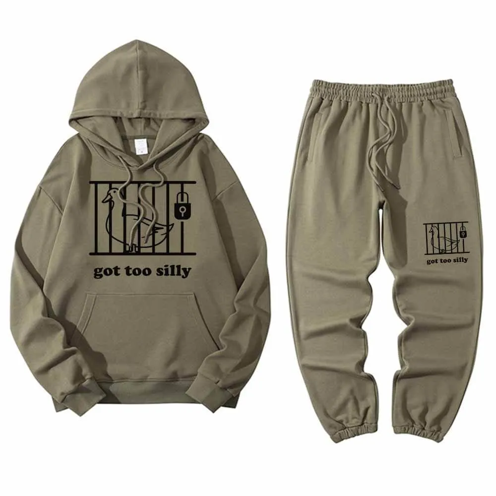Goose Got Too Silly Crew Collar Hoodie Pants Set