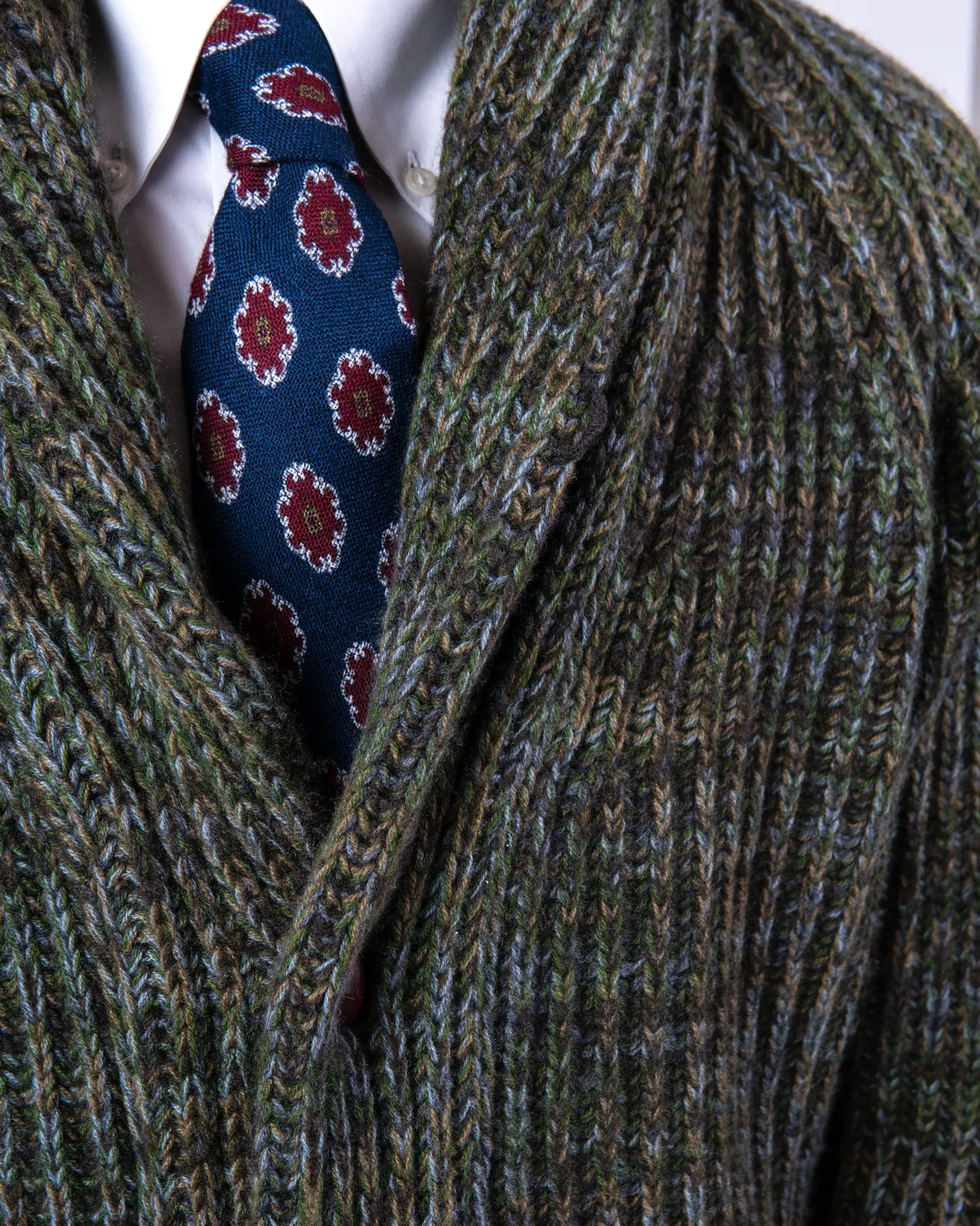 Green Fern Chunky Cashmere Shawl Cardigan Sweater