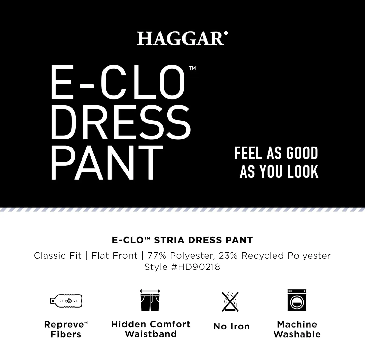 Haggar Men's Big and Tall Eclo Classic Fit Dress Pants Flat Front and Pleated Front