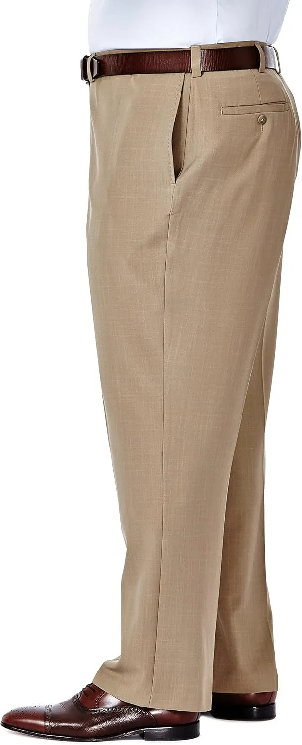 Haggar Men's Big and Tall Eclo Classic Fit Dress Pants Flat Front and Pleated Front