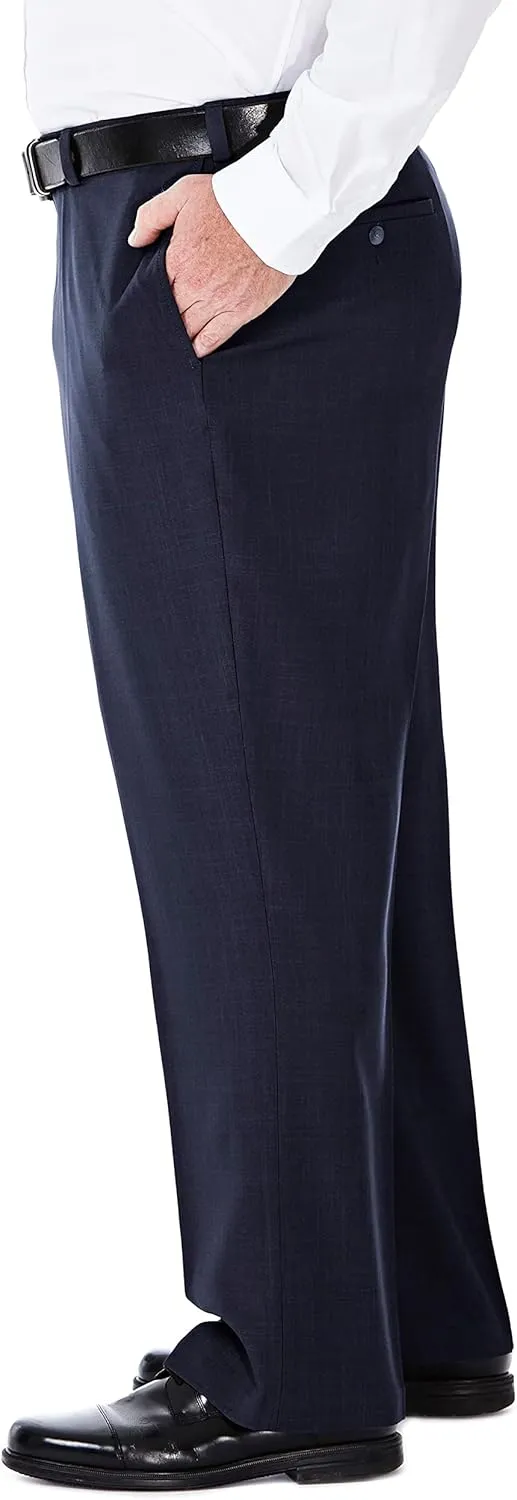 Haggar Men's Big and Tall Eclo Classic Fit Dress Pants Flat Front and Pleated Front