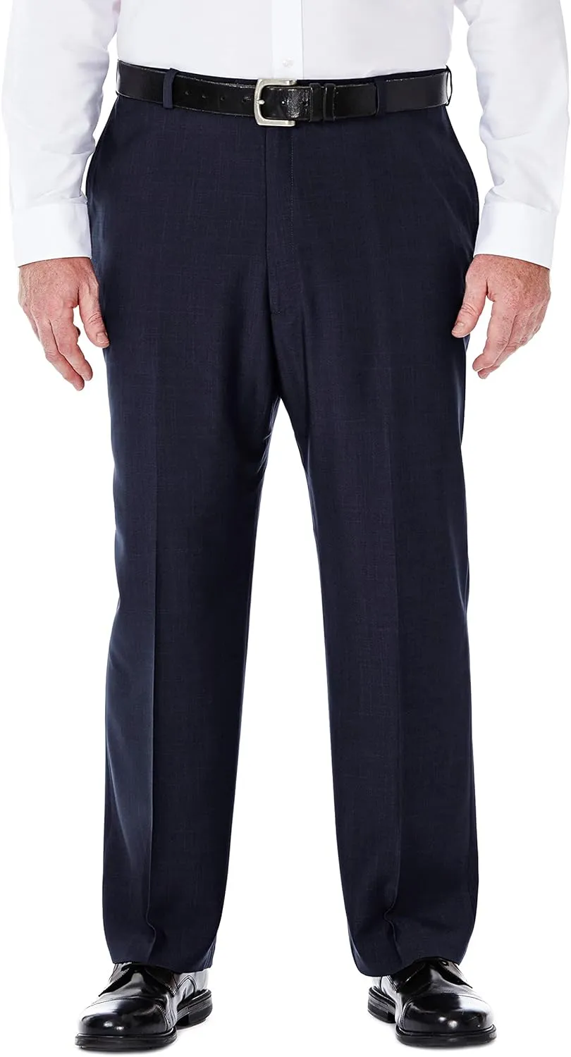 Haggar Men's Big and Tall Eclo Classic Fit Dress Pants Flat Front and Pleated Front