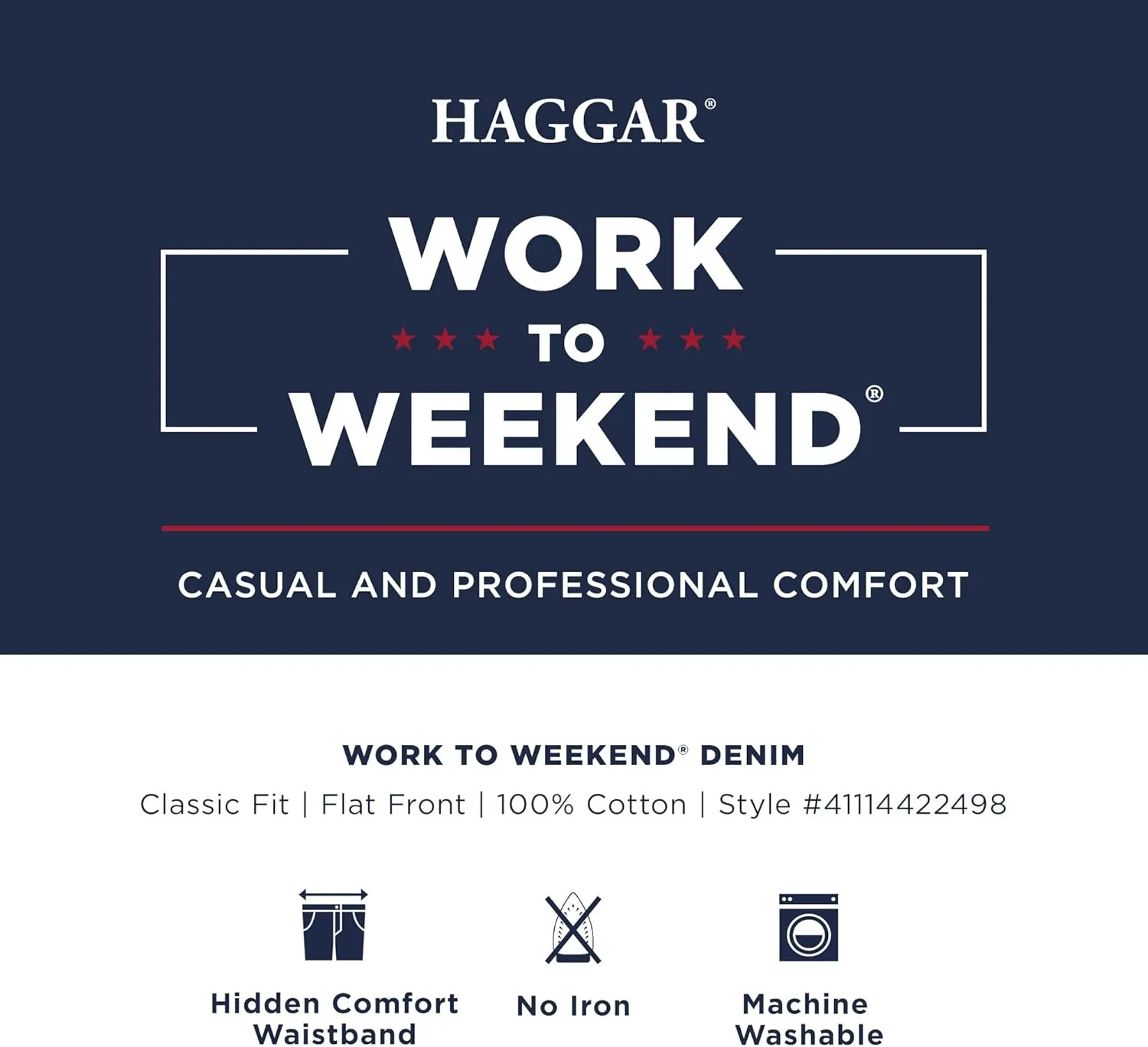 Haggar Men's Casual Classic Fit Denim Trouser Pant-Regular and Big & Tall Sizes