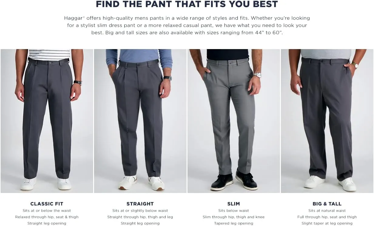 Haggar Men's Cool 18 Pro Classic Fit Flat Front Dress Casual Stretch Golf Pant (Regular and Big & Tall Sizes)