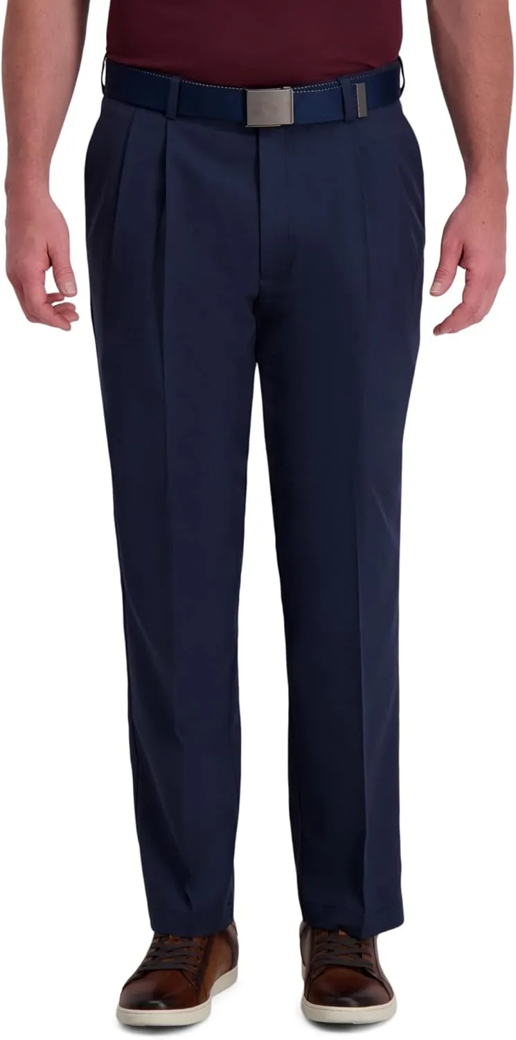 Haggar Men's Cool Right Performance Flex Classic Fit Pleat Front Pant (Regular and Big and Tall Sizes)