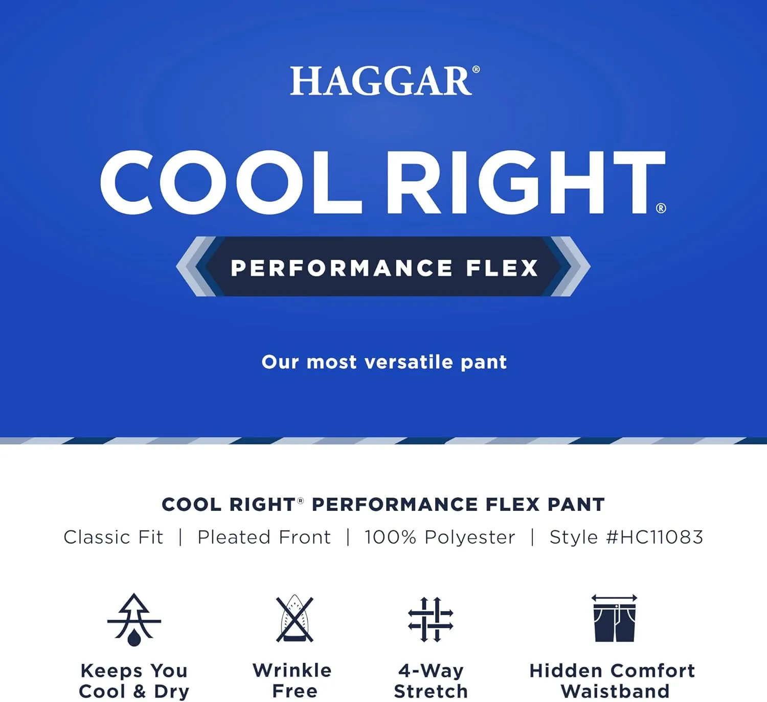 Haggar Men's Cool Right Performance Flex Classic Fit Pleat Front Pant (Regular and Big and Tall Sizes)