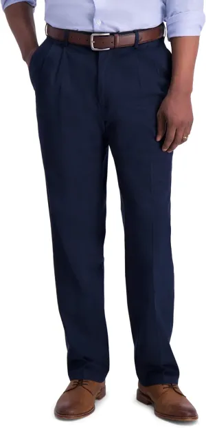 Haggar Men's Iron Free Premium Khaki Classic Fit Pleat Front Expandable Waist Casual Pant (Regular and Big & Tall Sizes)