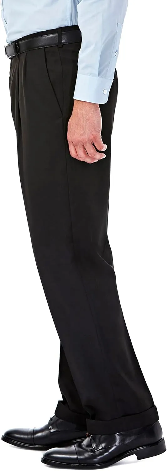 Haggar mens Mynx Gabardine Hidden Expandable Waistband Classic Fit Front Pleated Dress Pant
