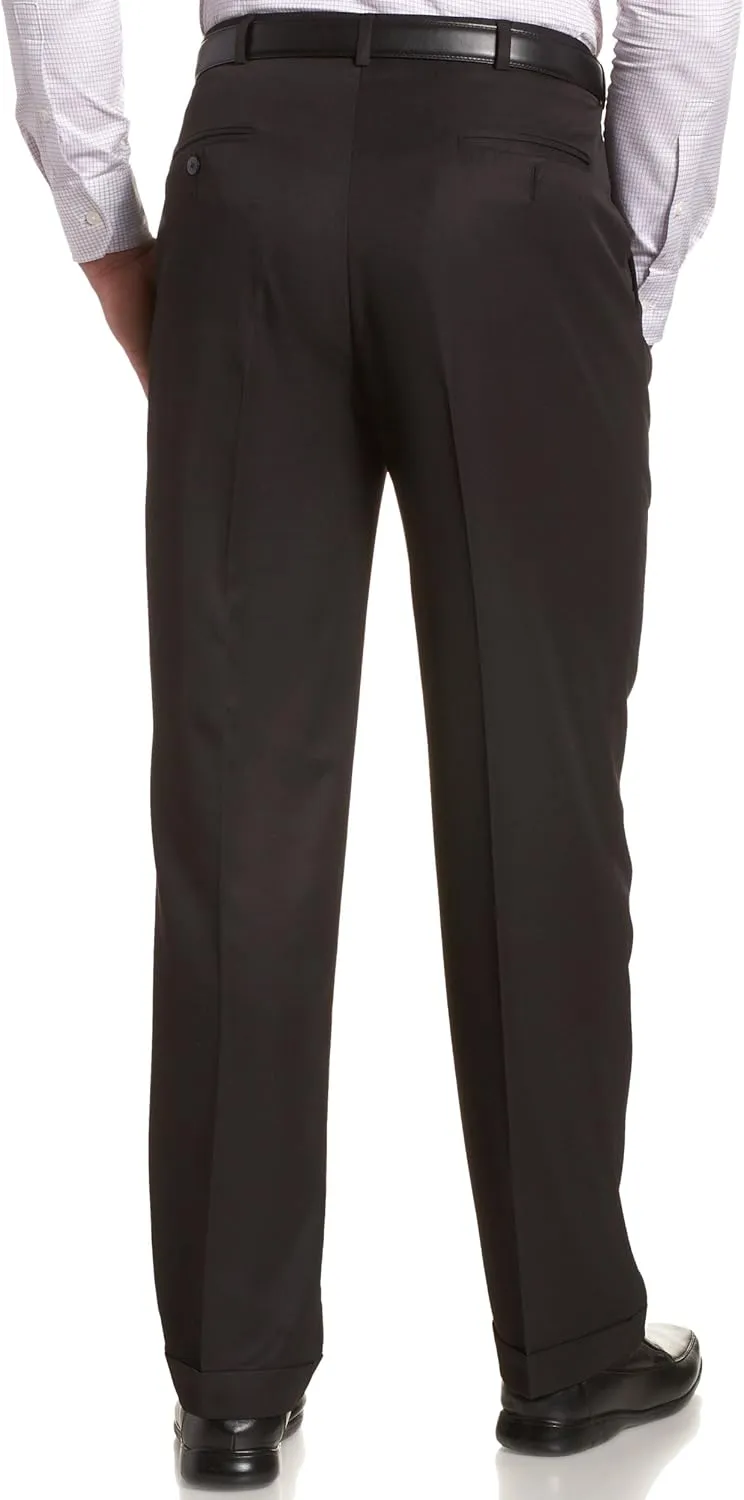 Haggar mens Mynx Gabardine Hidden Expandable Waistband Classic Fit Front Pleated Dress Pant
