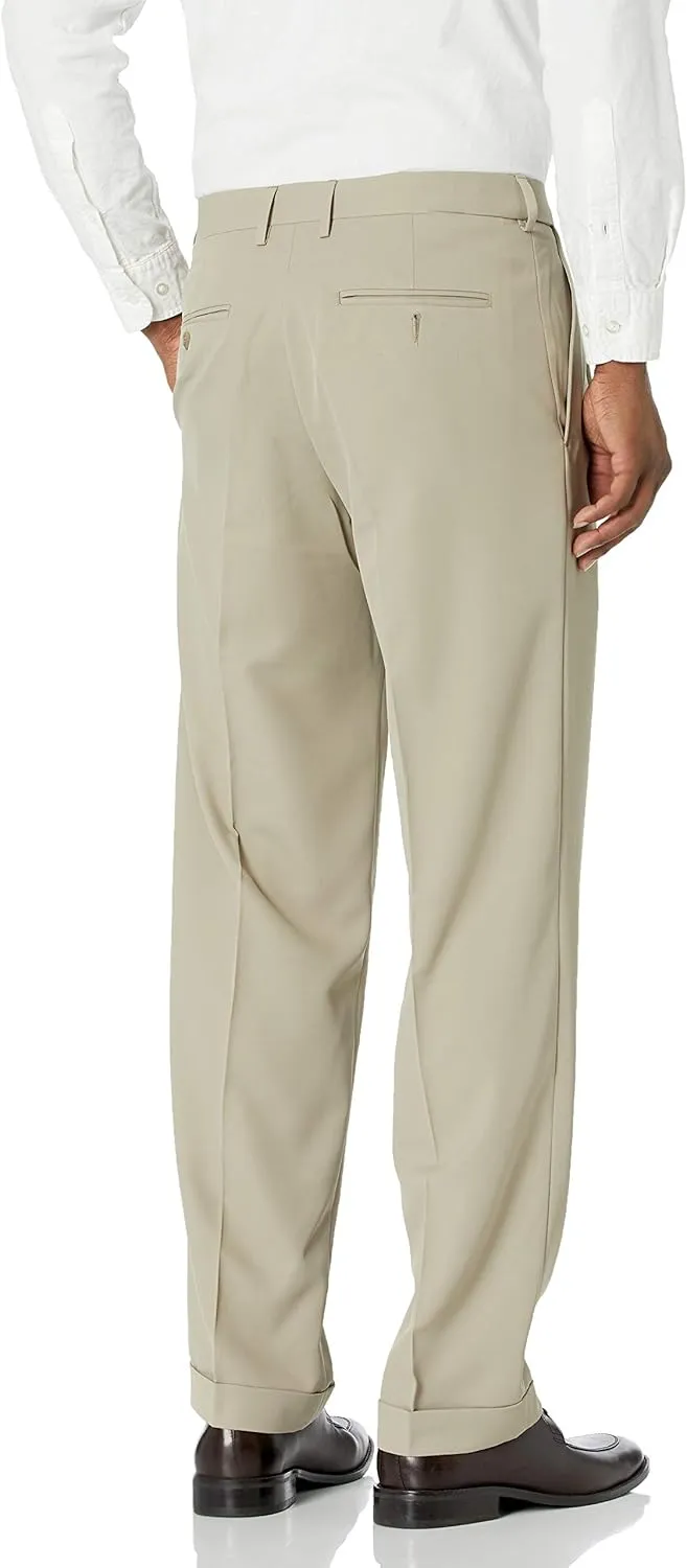 Haggar mens Mynx Gabardine Hidden Expandable Waistband Classic Fit Front Pleated Dress Pant