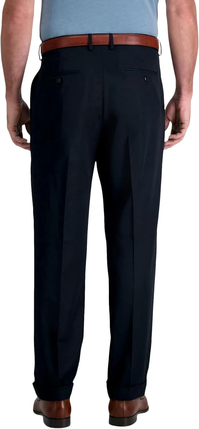 Haggar mens Mynx Gabardine Hidden Expandable Waistband Classic Fit Front Pleated Dress Pant