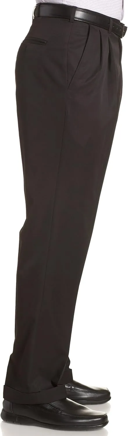 Haggar mens Mynx Gabardine Hidden Expandable Waistband Classic Fit Front Pleated Dress Pant