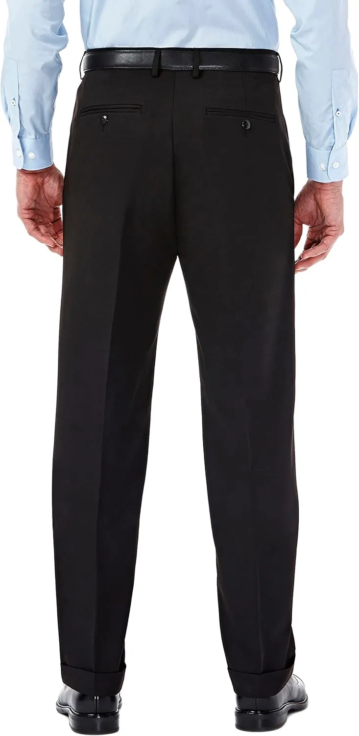 Haggar mens Mynx Gabardine Hidden Expandable Waistband Classic Fit Front Pleated Dress Pant