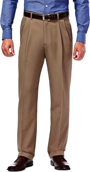 Haggar mens Mynx Gabardine Hidden Expandable Waistband Classic Fit Front Pleated Dress Pant
