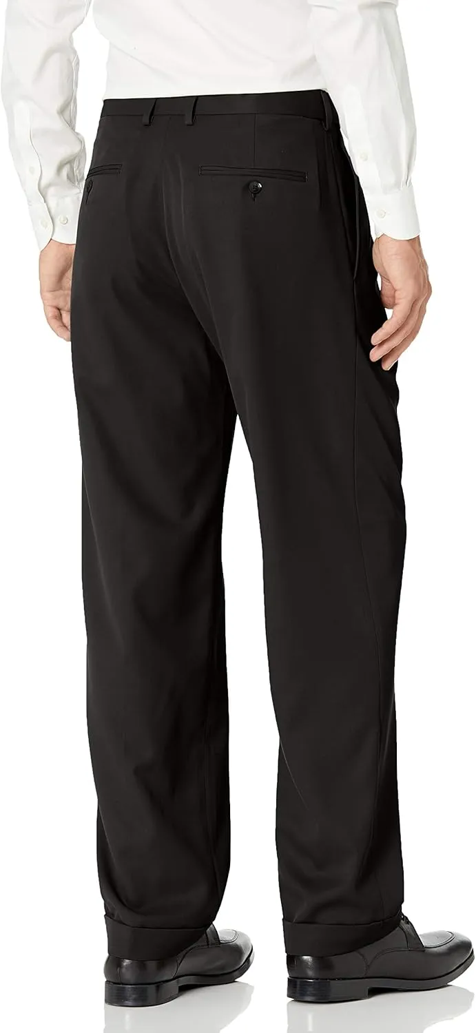 Haggar mens Mynx Gabardine Hidden Expandable Waistband Classic Fit Front Pleated Dress Pant