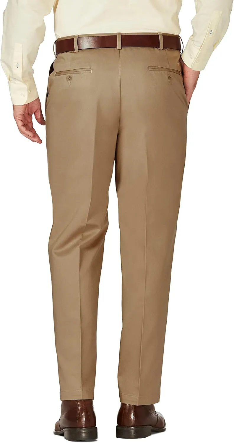 Haggar Men's Work to Weekend Hidden Expandable Waist Classic Fit Pleated Front Pant