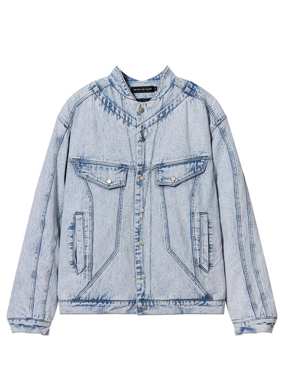 Heavy wash loose lapel denim jacket