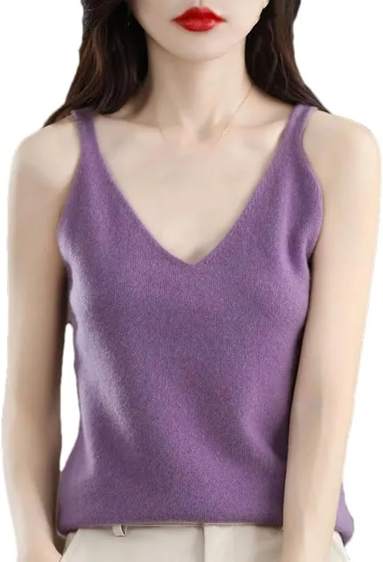Hgvcfcv Women V-Neck Camisole undershirt Solid Casual Knitted Sweater Vest Sexy Tank Top
