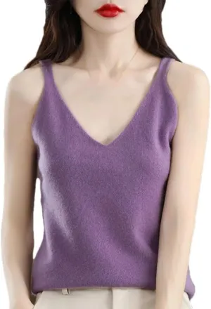 Hgvcfcv Women V-Neck Camisole undershirt Solid Casual Knitted Sweater Vest Sexy Tank Top