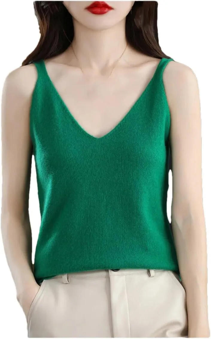 Hgvcfcv Women V-Neck Camisole undershirt Solid Casual Knitted Sweater Vest Sexy Tank Top