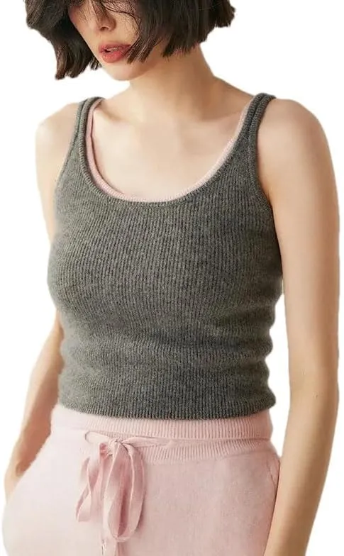 Hgvcfcv Womens camisole Vest U-Neck Short Sweater Tank Tops Cami Undershirt