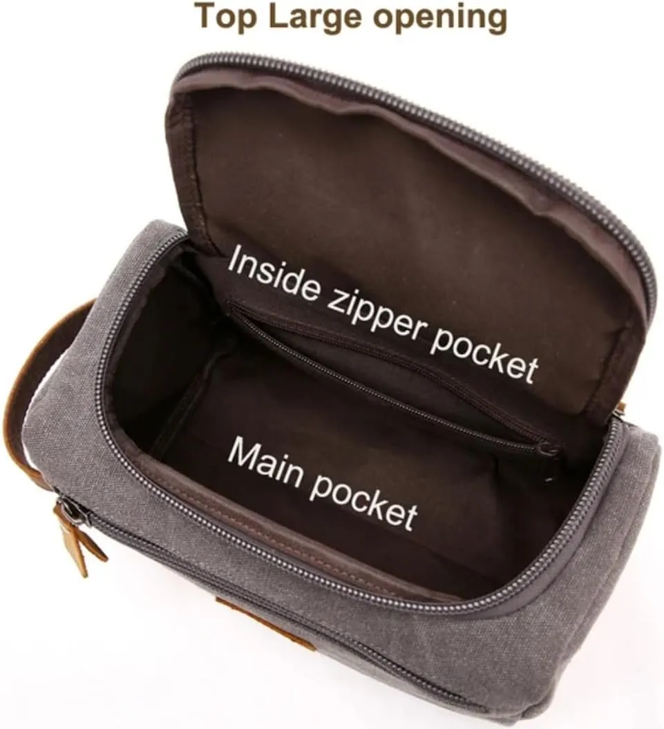 Hide&Haven Waxed Canvas Toiletry and Cosmetics Bag, Unisex (Coffee)