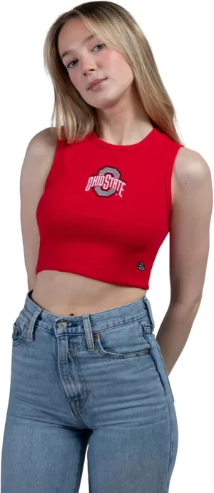 Hype & Vice Cut-Off Tank for Women (Large) - Ohio State University Top for Women, Cropped Fit Tank, College Shirts for Game Days - Red