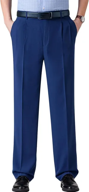 JEShifangjiusu Men's Classic Fit Flat Front Dress Pants Skinny Casual Business Chino Pants Stretch Slim Fit Skinny Suit Pants (34,Blue), Blue, 34