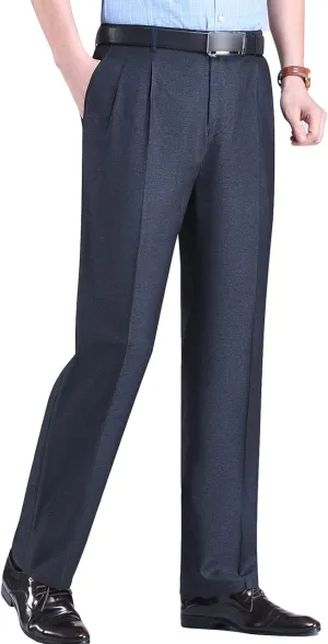 JEShifangjiusu Men's Classic Fit Flat Front Dress Pants Skinny Casual Business Chino Pants Stretch Slim Fit Skinny Suit Pants (42,Grey 1), Grey 1, 42