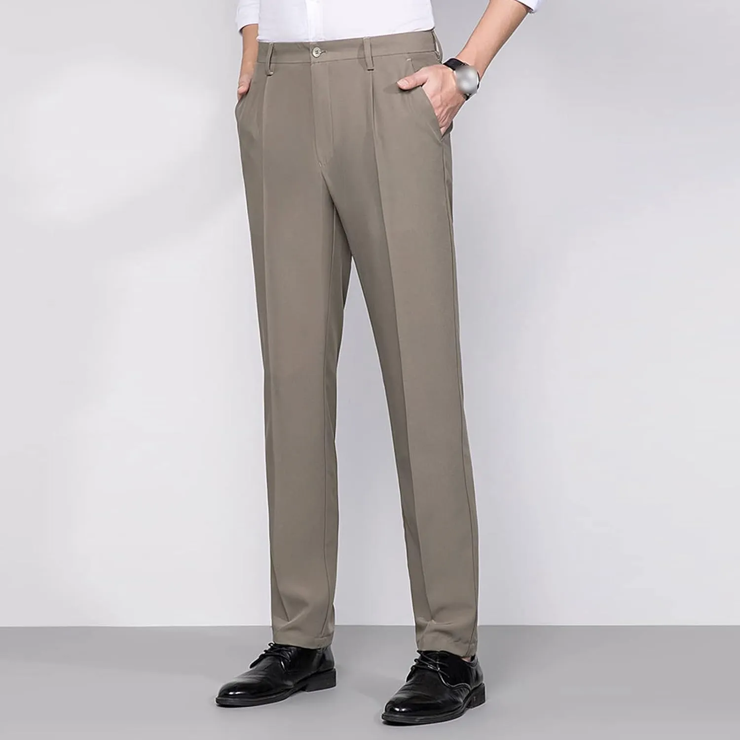 JEShifangjiusu Men's Slim Fit Dress Pants No Iron Premiu Formal Pants Dress Slacks Classic Fit Flat Front Stretch Chino Pant