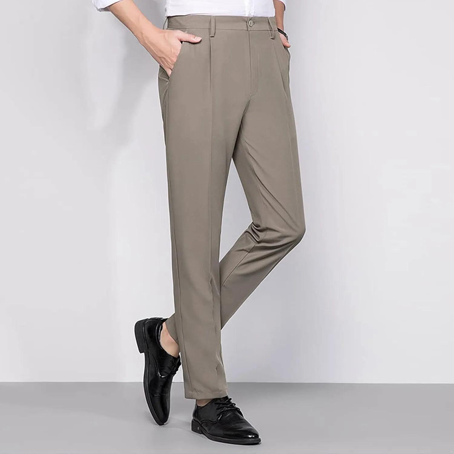 JEShifangjiusu Men's Slim Fit Dress Pants No Iron Premiu Formal Pants Dress Slacks Classic Fit Flat Front Stretch Chino Pant