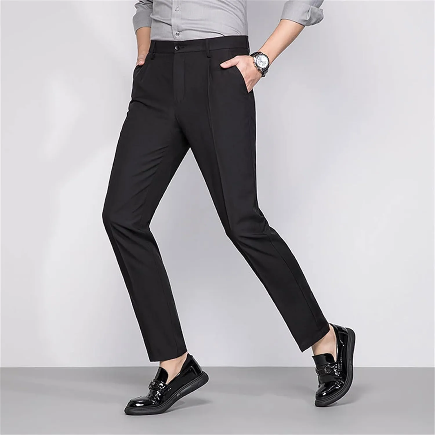 JEShifangjiusu Men's Slim Fit Dress Pants No Iron Premiu Formal Pants Dress Slacks Classic Fit Flat Front Stretch Chino Pant